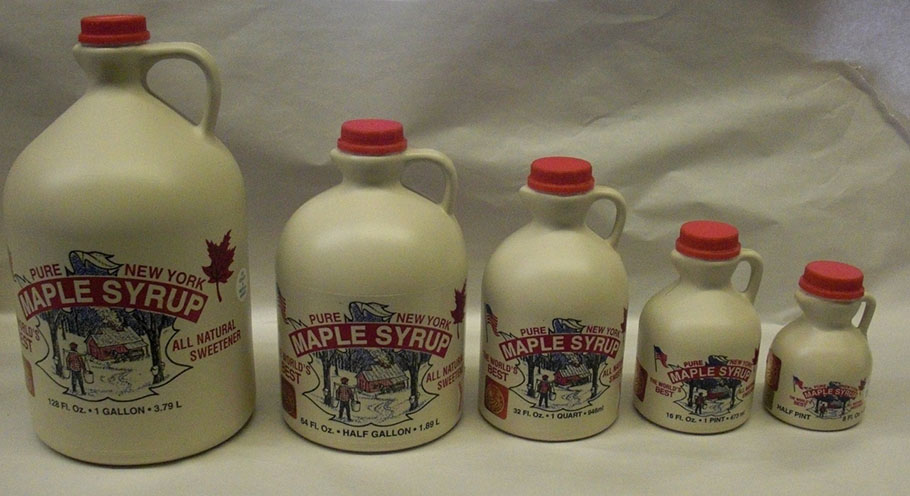 jugs of maple syrup